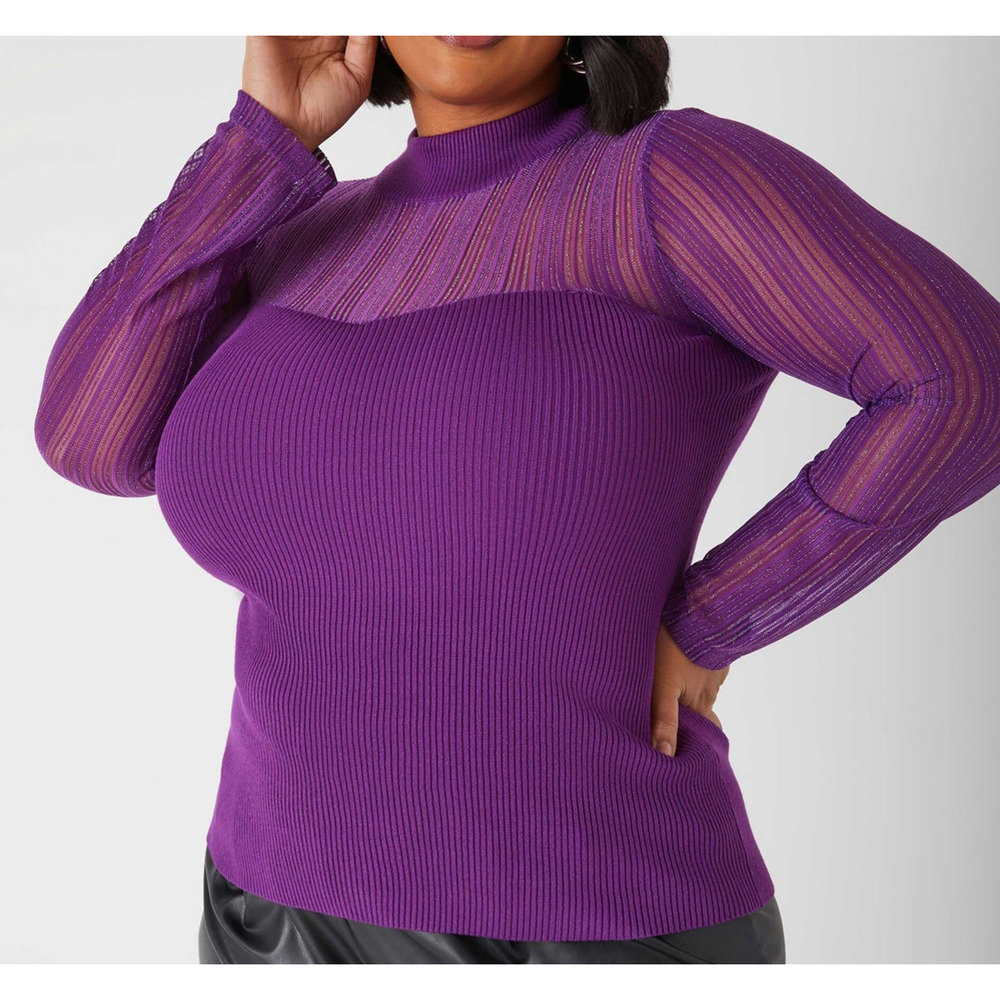 PLUS Size 26/28 4X | Women’s Ribbed-Knit Sweater With Sweetheart Bustline | NWT